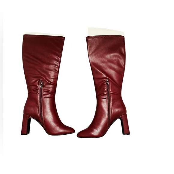 Madden Girl Wise Bordeaux Knee High Boots 6.5 Wide Calf Block Heel Wine NWOT - Picture 10 of 16